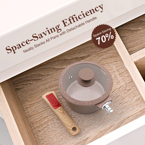 Bộ nồi chảo chống dính gốm sứ tùy chỉnh SANLANG, bộ dụng cụ nấu ăn bằng nhôm đúc phủ gốm sứ dùng được với bếp từ - Product Image 3