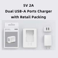   Adaptateur secteur certifié 5V 2A, chargeur mural double USB C, bloc de charge rapide AC, cube de charge rapide, utilisation à domicile et en voyage