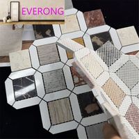 Mosaïque géométrique de luxe en marbre, découpe jet d'eau, multicolore, en pierre naturelle, pour crédence murale et sol de cuisine