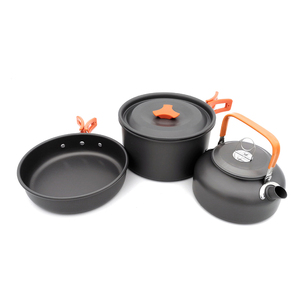 3 pièces/ensemble Ultra-léger En Alliage D'aluminium <span class=keywords><strong>Camping</strong></span> Ustensiles De Cuisine Ustensiles de Cuisson Théière Pique-Nique Vaisselle Bouilloire Pot Poêle - Product Image 4