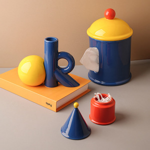 กล่องกระดาษทิชชู่สีสันสดใสสุดสร้างสรรค์หลอดไหมขัดฟันเซรามิกตกแต่งบ้านและตั้งโต๊ะและเครื่องประดับ - Product Image 1