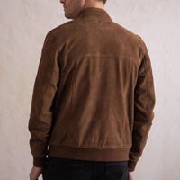 Blouson Bomber Homme Hiver 2026 en Micro-Suède Velours Chamois Couleur Tan avec Logo Avant – Personnalisable