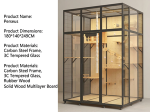 Source <b>Factory</b> Custom Size Indoor Pet Enclosure Curved Tempered Glass Large Luxury Wooden Villa for Retail Groups - Product Image 3