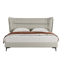 Nueva cama doble simple moderna de lujo ligera Cama doble simple moderna de estilo suave