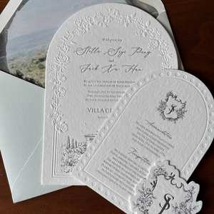 Invitaciones de Boda de Papel de Arte de Lujo con Monograma Personalizado y Juegos de Papel Kraft al por Mayor para Organizadores de Bodas - Product Image 5