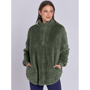 FOXA Sweat à capuche zippé en polaire Sherpa pour femme, pull doux et confortable à épaules tombantes, haut tendance pour l'automne - Product Image 2