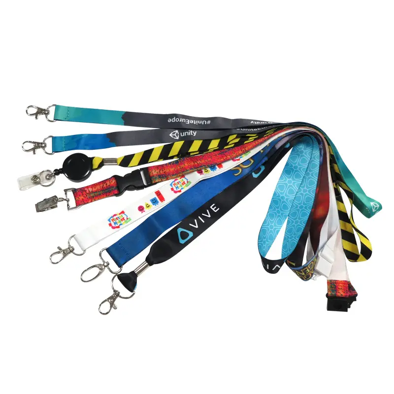 कस्टम व्यक्तिगत पॉलिएस्टर Lanyards गुणवत्ता लोचदार मिश्रित बद्धी Carabiner डोरी नायलॉन