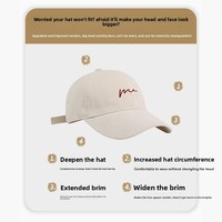 Casquette de baseball en PVC à 6 panneaux, broderie de type coréen, petite visière élargie, unisexe, couvrant les joues, pour têtes profondes, protection solaire