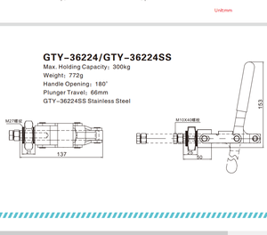 660lb 300kg nhiệm vụ nặng nề phát hành nhanh chóng chuyển đổi kẹp 36224 kim loại đẩy kéo đường thẳng hành động kẹp tương đương 624 - Product Image 2