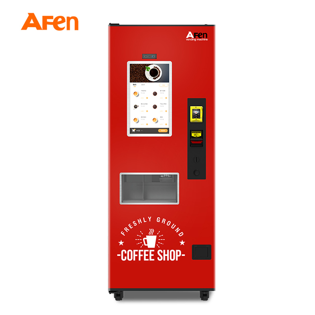 AFEN Coin Credit Card Bill Acceptor Bean to Cup Coffee Machine Wifi Lcd Screen Automatic Coffee Vending Machine with Grinder