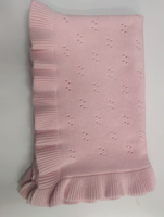 Couverture en coton biologique OEKO Tex à volants, 100% coton, pour bébé nouveau-né, couverture en tricot pointelle, bord à volants, couverture de lit toute saison