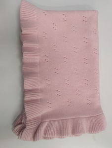 Coperta Swaddle in Cotone Organico 100% OEKO Tex con Volant, Coperta per Neonati Lavorata a Maglia con Bordo a Pizzo, Copriletto per Tutte le Stagioni - Product Image 5