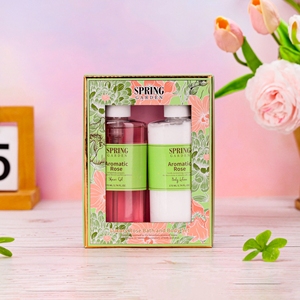 Ensemble cadeau de bain et de spa pour femmes, gel douche et lotion pour le corps au design de rose aromatique Spring Garden, 170 ml - Product Image 1