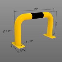 Barra de Protección para Pared, Amarillo/Negro, Montaje en Superficie, Acero, Diámetro 6 cm, 50 x 30 cm