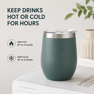 Gobelet à <span class=keywords><strong>vin</strong></span> classique en acier inoxydable de 12 oz avec logo personnalisé, double paroi, isolé sous vide, tasse à café avec couvercle, cadeau - Product Image 5