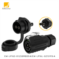 Connecteur d'aviation LP16 Power 2 à 3 broches en plastique PBT avec vis de verrouillage de pôle, étanche IP68, 2m, 20A 400V, avec raccord en alliage de cuivre