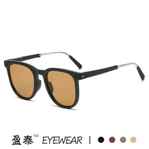 Folding Sunglasses <b>Black</b> Frame Pc Lens Uv400 Protection For Women With Round Case - Product Image 5