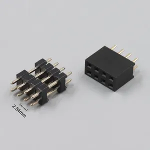 SCONDAR ODM 2.54mm Pitch delik dikey çift sıralı çift İstifleme 4 8 Pin DIP PCB konektörü erkek dişi soket header seti