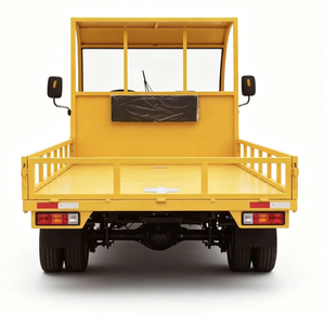 Yellow Electric Flatbed Utility Truck with Enclosed Cab and Open Cargo <b>Bed</b> - Product Image 4