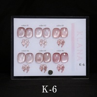Kit de vernis gel UV/LED effet œil de chat 6 couleurs rose nude, translucide, avec perles de verre magnétiques et nuancier