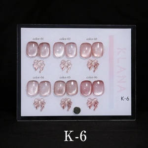 Kit de vernis gel UV/LED effet œil de chat 6 couleurs rose nude, translucide, avec perles de verre magnétiques et nuancier - Product Image 5