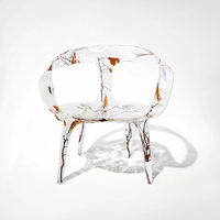 Chaise de salle à manger design moderne, fauteuil d'appoint en résine transparente, fauteuil personnalisé fait main avec spécimen botanique pour villa de luxe