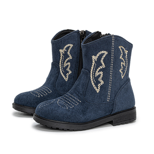 Botas Personalizadas para Niños, Nuevas Botas Vaqueras Retro de Gamuza, Botas de Media Pantorrilla con Punta Puntiaguda y Bordado para Niña - Product Image 3