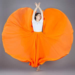 Jupe <span class=keywords><strong>de</strong></span> danse moderne 720, longue jupe à bascule, valse, couleur unie, robe <span class=keywords><strong>de</strong></span> danse <span class=keywords><strong>espagnole</strong></span> <span class=keywords><strong>flamenco</strong></span>, danse du ventre, performance folklorique mexicaine pour femmes - Product Image 5