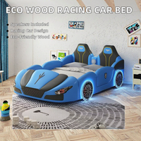 Muebles de dormitorio modernos al por mayor, sofá cama con diseño de coche de carreras de dibujos animados, altavoces de madera ecológicos, cama king size de cuero con masaje Baichuan