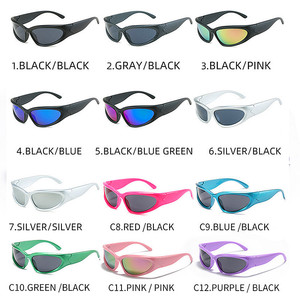 Logotipo personalizado Moda Hombres Deportes <span class=keywords><strong>Ciclismo</strong></span> <span class=keywords><strong>Gafas</strong></span> de sol Negro UV400 Y2K Marco pequeño Punk <span class=keywords><strong>Gafas</strong></span> de sol Mujeres - Product Image 6