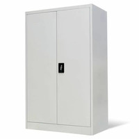 Armoire de rangement métallique moderne à 2 portes, hauteur moyenne, grise, avec 3 étagères réglables pour la maison, le bureau et la salle de sport
