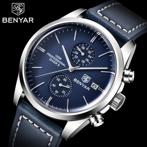 Montres-bracelets pour hommes BENYAR BY5187 en cuir, quartz, marque de luxe, étanches 100 m, chronographe sport pour hommes - Product Image 2