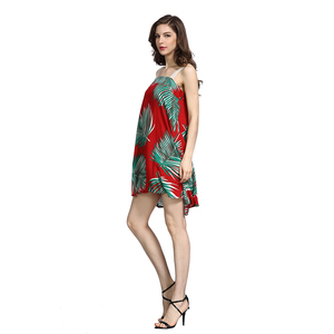 Été Nouveau-Ligne Cou Robe À Bretelles Imprimé Robe Femmes - Product Image 5
