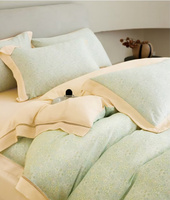 Ensemble de literie de luxe imprimé Lyocell-Tissu de soie écologique doux de qualité supérieure de 4 pièces, design élégant pour une expérience de sommeil