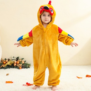 Michley 2025 100% alta calidad franela amarillo loro pollo bebé niños ropa de casa mamelucos con orejas 3D y bolsillos de cola - Product Image 5