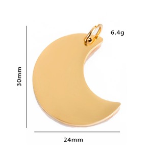 Pendentif d'identification pour animaux de compagnie en acier inoxydable, forme lune, vierge, pour collier personnalisé, porte-clés, breloque, accessoires DIY, 24x30mm, 4 couleurs - Product Image 5