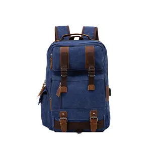 Sac à dos en toile USB de haute qualité pour hommes, sac à dos de voyage antivol, doublure en nylon, ouverture à fermeture éclair, sac à dos décontracté - Product Image 1