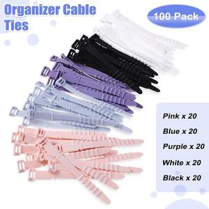 シリコーンケーブルタイ20個新しいボタンシリコンケーブルタイ収納用小型ホームマネジメント - Product Image 6