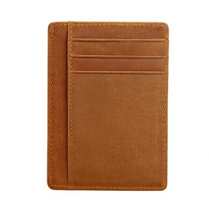 Portafoglio Sottile Fatto a Mano, Porta <span class=keywords><strong>Carte</strong></span> <span class=keywords><strong>di</strong></span> Credito Minimalista in Pelle con Blocco RFID, Dimensioni Medie - Product Image 1
