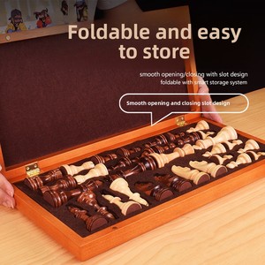 <span class=keywords><strong>Jeu</strong></span> <span class=keywords><strong>d</strong></span>'échecs en bois pliable Yu Sheng International – Échiquier portable <span class=keywords><strong>pour</strong></span> enfants et <span class=keywords><strong>d</strong></span>ébutants – Pièces haut de gamme au design saisissant - Product Image 2