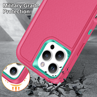 Coque de téléphone antichoc 3-en-1 de luxe en TPU+PC avec béquille intégrée, prix de gros abordable, pour iPhone 16 Pro Max 16 15 14 13, rose pour filles