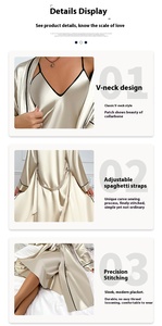 Mịn tùy chỉnh của phụ nữ ren-up Áo ngủ treo thiết lập nữ tính hai mảnh đồ ngủ có thể được mặc như một lớp bên ngoài - Product Image 5