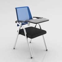 Meilleure vente en gros chaise de formation pliable en maille métallique empilable multicolore avec tablette pour écrire