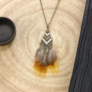 Feather Tassel <b>Necklace</b> Alloy <b>Long</b> Sweater Chain Boho Style Unisex Jewelry Gift - Product Image 4