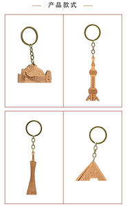 City Landmark <span class=keywords><strong>Porte</strong></span>-clés en bois Souvenir culturel créatif du musée Pendentif de voyage parfait - Product Image 5