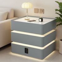Table de chevet flottante à trois tiroirs en bois massif, moderne, avec chargement sans fil, Bluetooth, multifonction, éclairage, mobilier de maison