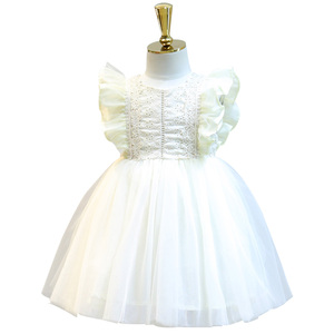 New Products Looking for Distributor Wholesale Ruffle Bow Ready Made Kids Evening Dresses for Girls Designs - Product Image 1