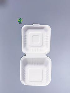 Kotak <span class=keywords><strong>Burger</strong></span> Bagasse sekali pakai 100% dapat terurai kemasan makanan cepat 6 inci wadah makanan Luar atas lipat - Product Image 4