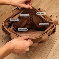 Grand sac de messager en toile de 15.6 pouces pour hommes, organisateur d'affaires décontracté, porte-documents à bandoulière marine/noir, fermeture à glissière, doublure en polyester