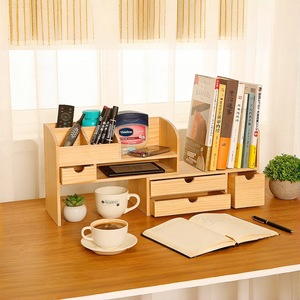 DIY Desktop Storage Rack Wood Grain Rectangular Detachable Drawer Organizer for Office Supplies and <b>Files</b> - Product Image 4